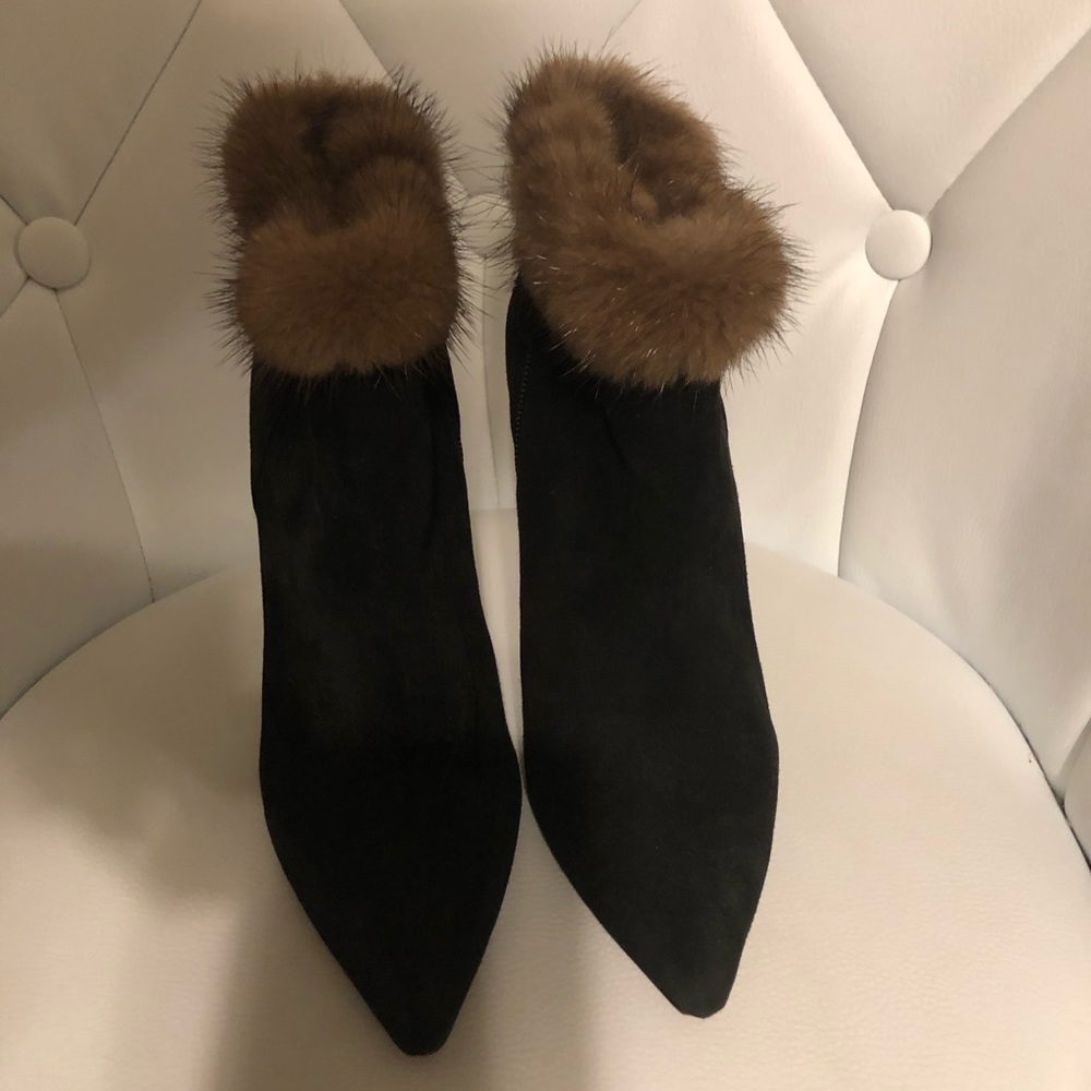 Pre-owned Oscar de la Renta black suede booties